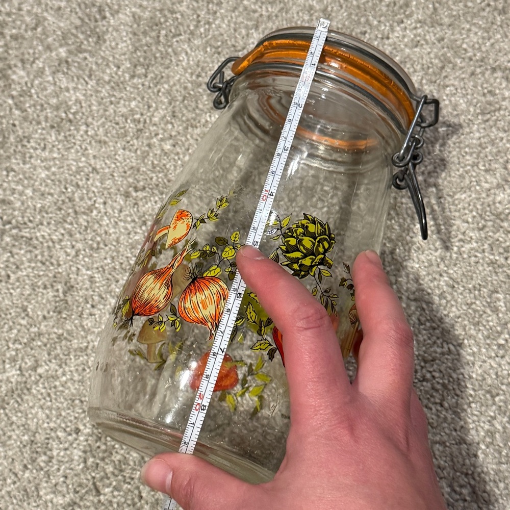 Vintage Glass Canister Storage Jar Made in FRANCE MUSHROOM Spice Of Life 1.5L - Picture 2 of 10